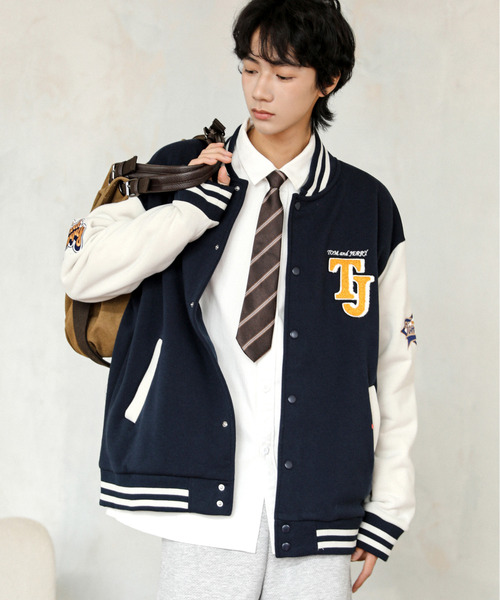 スタジャン 「neos」TOM＆JERRY トムとジェリー ルーズシルエット ロゴ