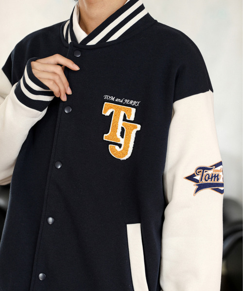 スタジャン 「neos」TOM＆JERRY トムとジェリー ルーズシルエット ロゴ