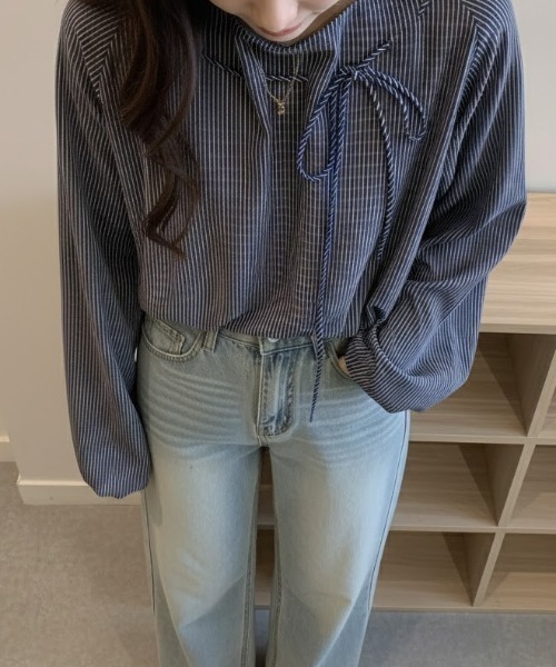 cammie ブラウス シャツ ストライプオフショルダートップス レディース