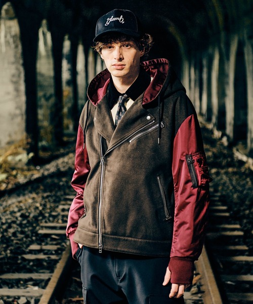 glamb（グラム） ライダースジャケット L ワイン メンズ : ZOZOTOWN