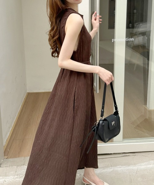 「Eclat one」 ノースリーブワンピース FREE ブラウン レディース_画像2