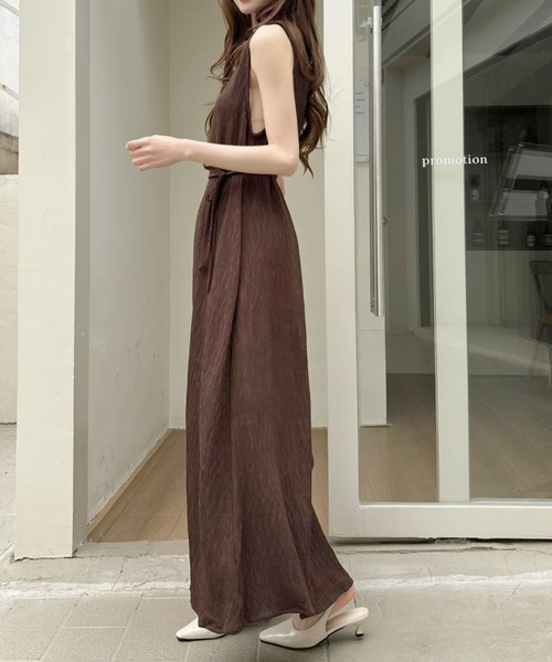 「Eclat one」 ノースリーブワンピース FREE ブラウン レディース_画像9