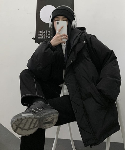 美品 Lサイズ  中綿 ダウンジャケット フード 黒 lilful ダウンジャケット ダウン 「25年秋冬新作」フード付き中綿