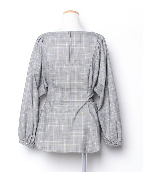 「NANO universe」 リボン長袖ブラウス 36 グレー レディースの画像2