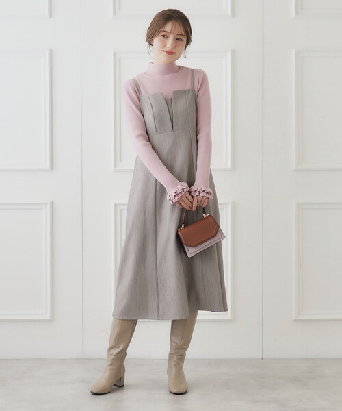 「couture brooch」 キャミソールワンピース 36 ネイビー レディース_画像3