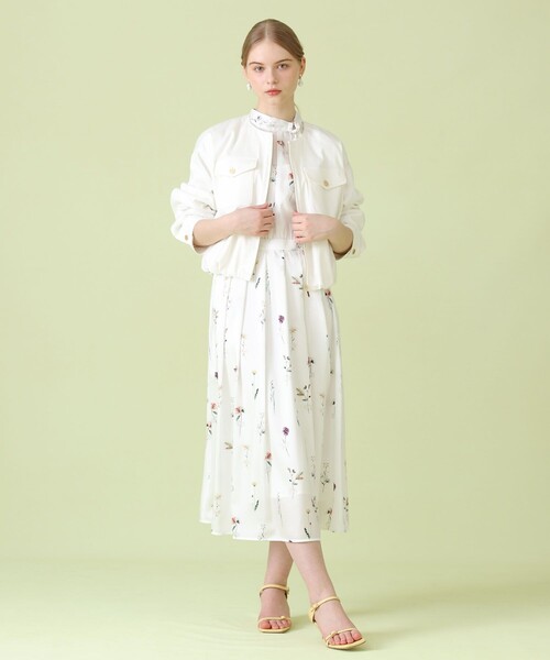 ANAYI（アナイ） ワンピース ボタニカルサテンプリントタック