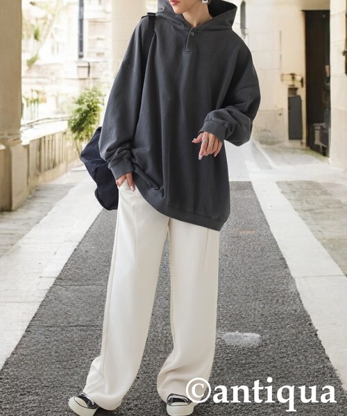 「antiqua」 スウェットカットソー ONESIZE カーキ レディースの画像6