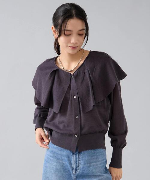 Liesse（リエス） カーディガン フリルカラーニット レディース