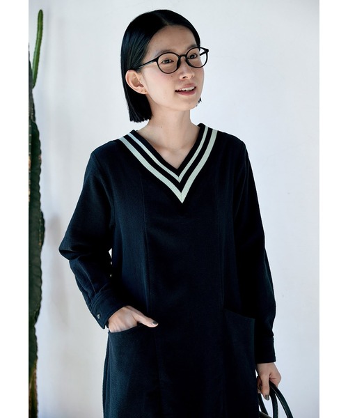 Sunny clouds（サニークラウズ） 長袖ワンピース LL ブラック