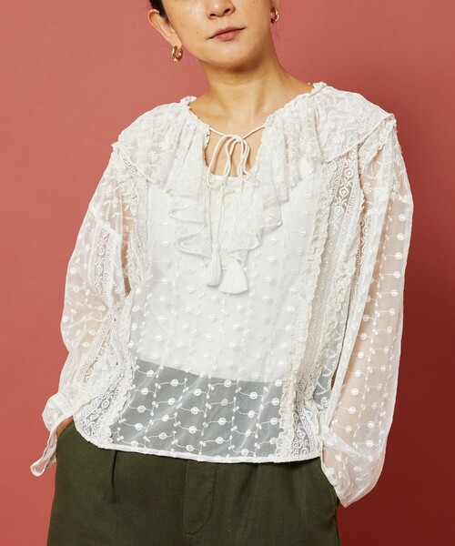 「Freada」 長袖ブラウス ONE SIZE ホワイト レディース_画像7