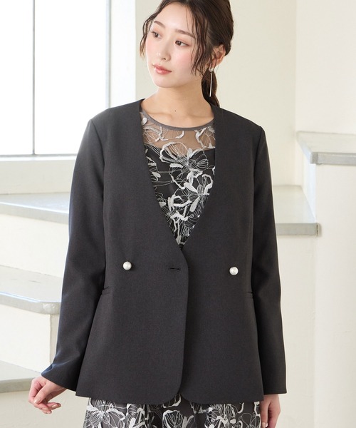 AIMER ノーカラージャケット　ボレロ　新品未使用 AIMER（エメ） ジャケット ノーカラージャケット ノーカラー