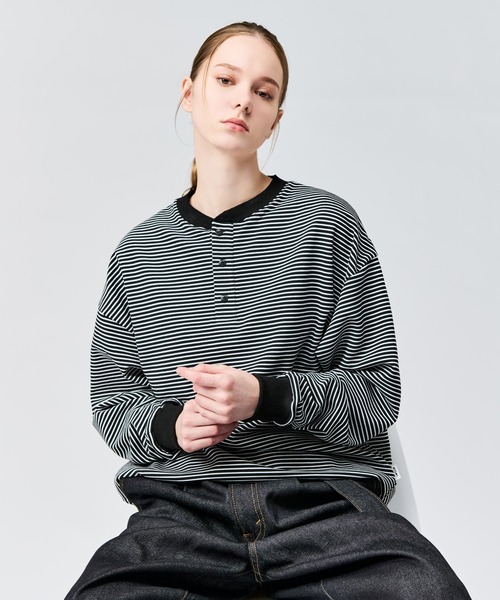WETTEMPT tシャツ HENLEY NECK BORDER L/S TEE / ヘンリーネック