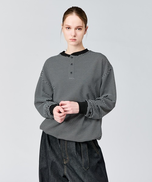 WETTEMPT tシャツ HENLEY NECK BORDER L/S TEE / ヘンリーネック