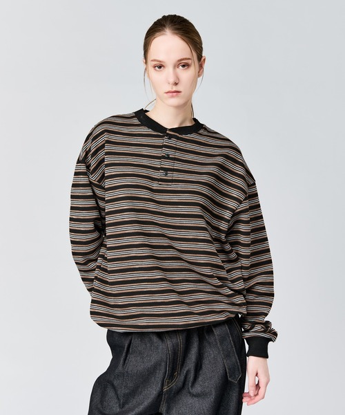 WETTEMPT tシャツ HENLEY NECK BORDER L/S TEE / ヘンリーネック