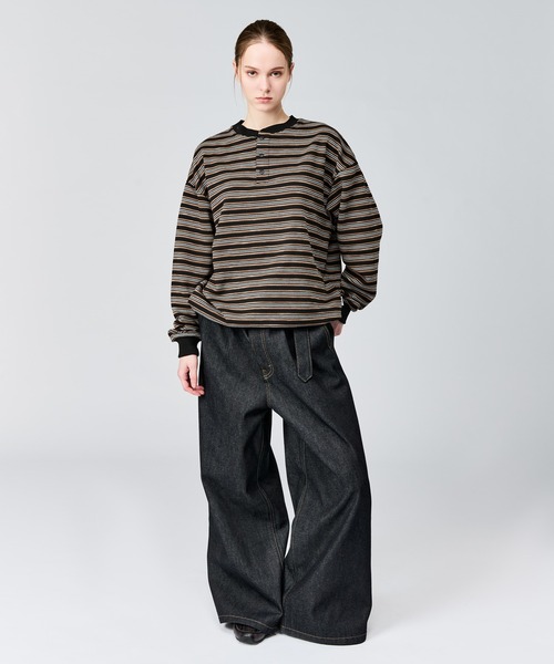 WETTEMPT tシャツ HENLEY NECK BORDER L/S TEE / ヘンリーネック