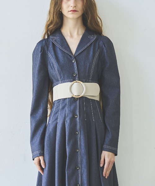 「AND COUTURE」 長袖ワンピース FREE ネイビー レディース_画像4