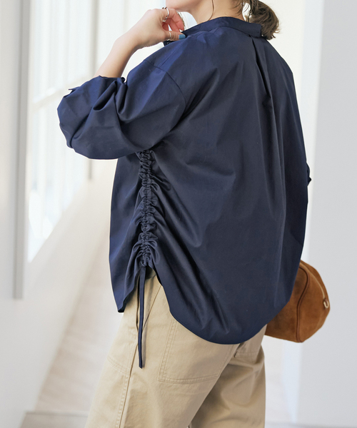 【新品】【匿名配送】spick and span スタンドカラーブラウス スピック＆スパン Spick & Span サイドドロストスタンドカラーブラウス