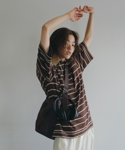 anuke（アンヌーク） tシャツ Border Loose Polotops レディース