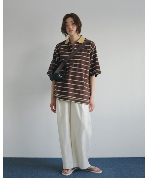 anuke（アンヌーク） tシャツ Border Loose Polotops レディース