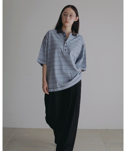 anuke（アンヌーク） tシャツ Border Loose Polotops レディース