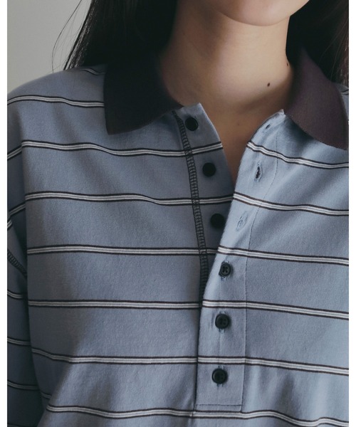 anuke（アンヌーク） tシャツ Border Loose Polotops レディース