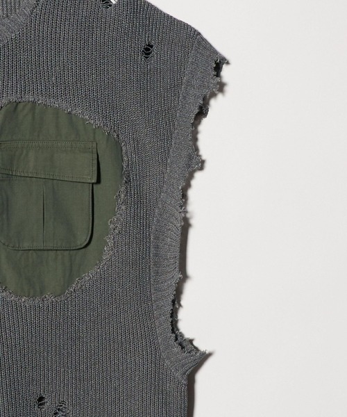 KHOKI（コッキ） ベスト ジレ 「KHOKI/コッキ」Destroyed Knit Vest