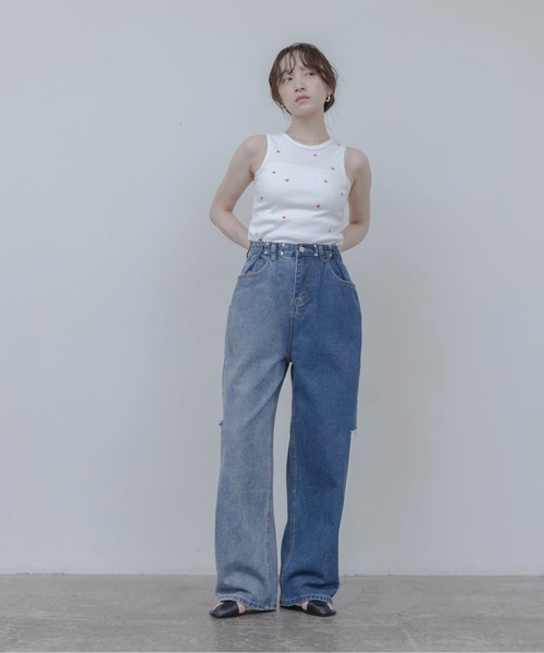 Eimee Law（エイミーロウ） タンクトップ ノースリーブ ハート刺繍