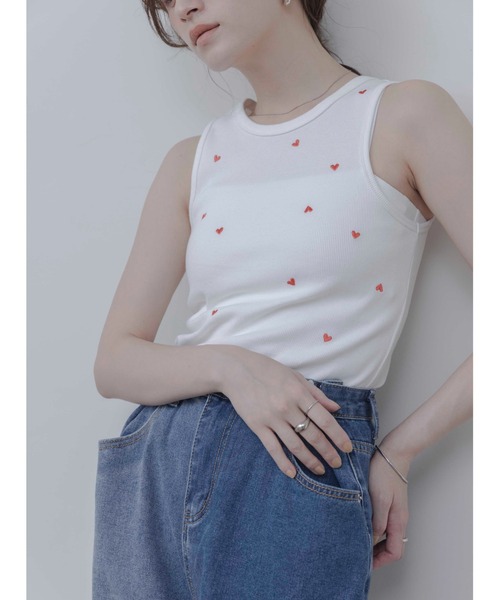 Eimee Law（エイミーロウ） タンクトップ ノースリーブ ハート刺繍