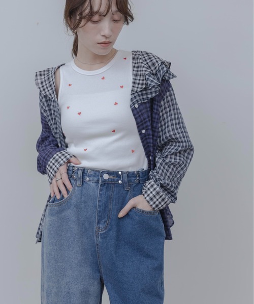 Eimee Law（エイミーロウ） タンクトップ ノースリーブ ハート刺繍