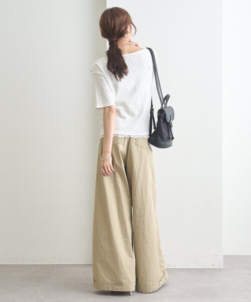 tシャツ 「5色展開」レースドッキングオフショル半袖Tシャツ レディースの画像