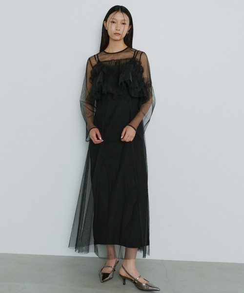 「ANDRESD」 長袖ワンピース L ブルー レディースの画像