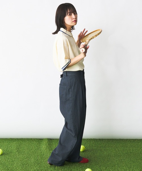 「Adoon plain」 7分袖ポロシャツ MEDIUM オフホワイト メンズ_画像7