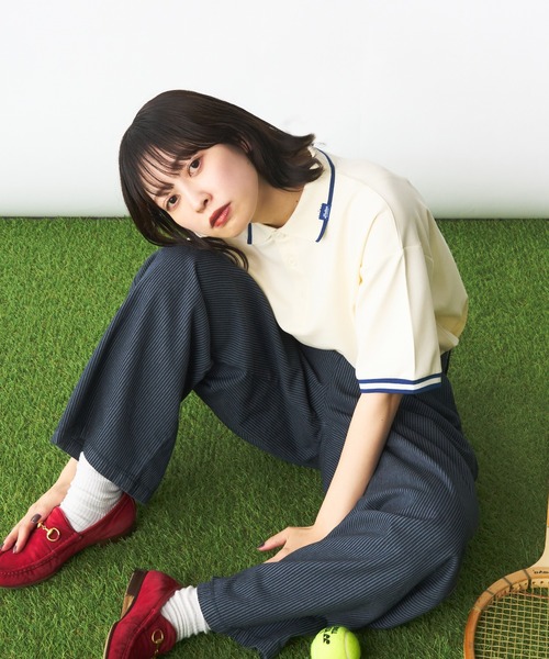 「Adoon plain」 7分袖ポロシャツ MEDIUM オフホワイト メンズ_画像9