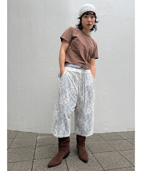 限定セール】ELCHELE FRENCHTERRYLACE HALFPANTS FRENCH TERRY×LACE