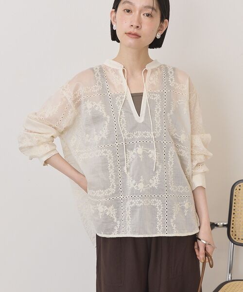 「AMERICAN HOLIC」 長袖ブラウス M オフホワイト レディース_画像2