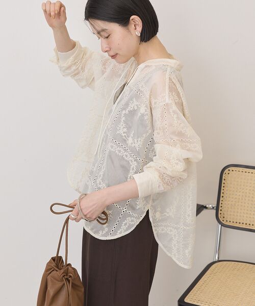 「AMERICAN HOLIC」 長袖ブラウス M オフホワイト レディース_画像4