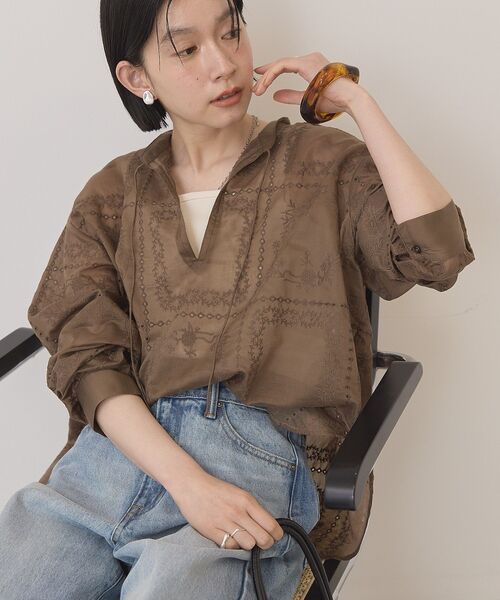 「AMERICAN HOLIC」 長袖ブラウス M オフホワイト レディース_画像9