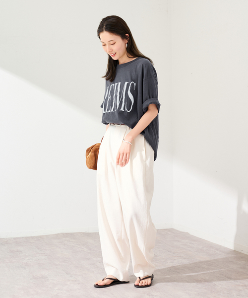 FRAMeWORK（フレームワーク） tシャツ 「追加」ラフィー天竺ネームロゴ