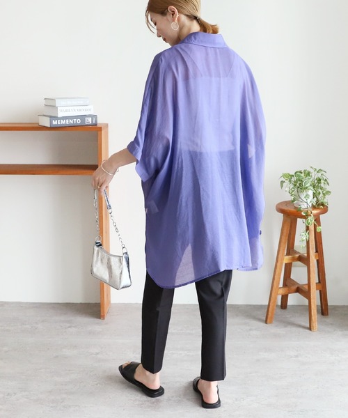 「reca」 「haneru company limited」7分袖ブラウス M ブルー レディース_画像2