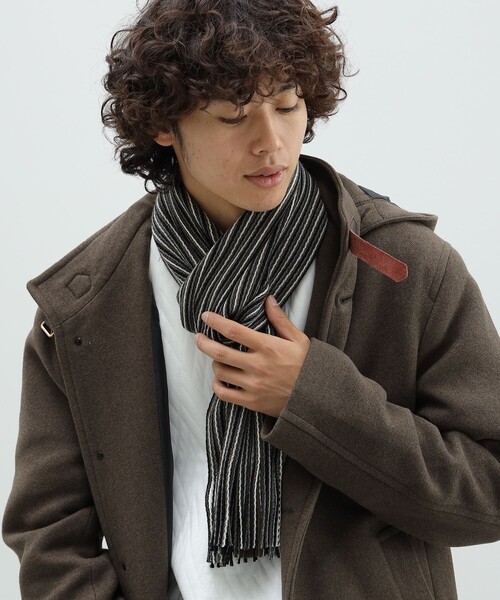 リバーシブル赤ベージュストライプマフラー BEAMS HEART｜リバーシブル ストライプ マフラー ギフト | Rakuten