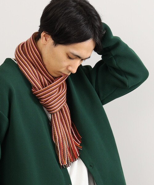 BEAMS HEART マフラー リバーシブル ストライプ メンズ
