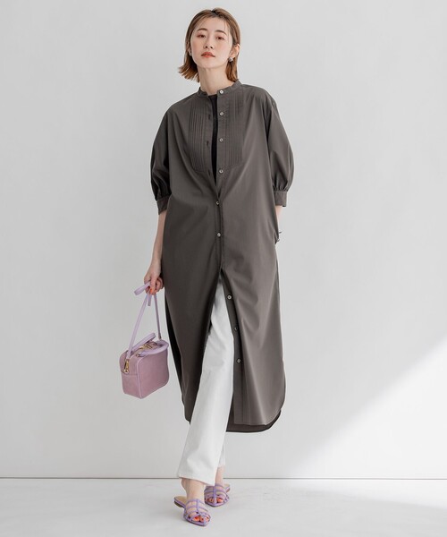 極美品✨23区【洗える】プレーンストレッチタフタ シャツ ワンピース 2023年 極美品✨23区【洗える】プレーンストレッチタフタ シャツ
