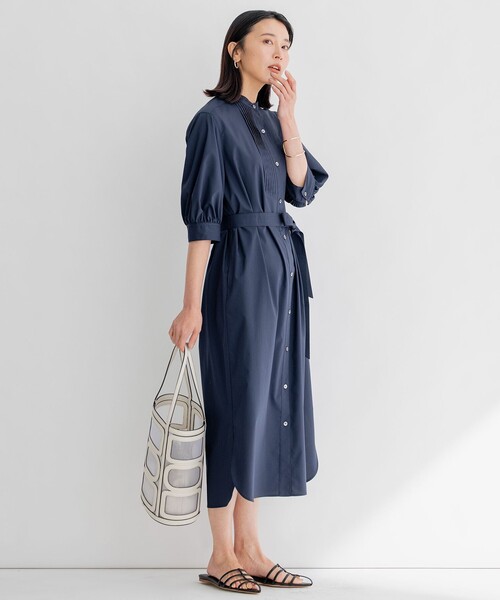 kei様　23区　新品　グレー系　プレーンストレッチタフタ シャツ ワンピース 23区 シャツワンピース 「洗える」プレーンストレッチタフタ