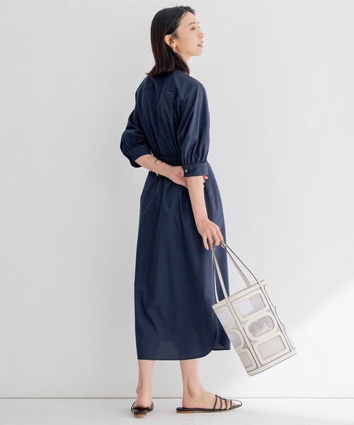 極美品✨23区【洗える】プレーンストレッチタフタ シャツ ワンピース 2023年 23区 シャツワンピース 「洗える」プレーンストレッチタフタ