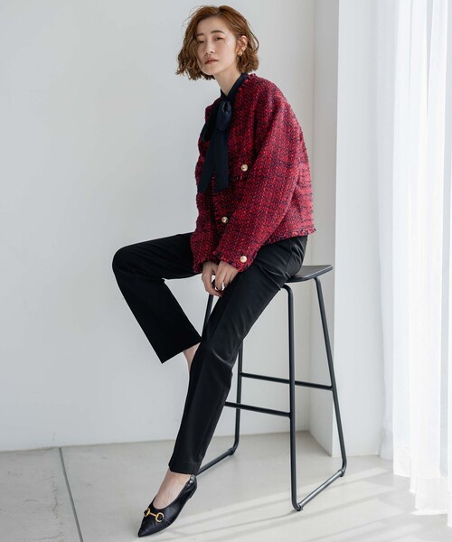 23区 ジャケット ノーカラージャケット GIOLICA カラーミックス  