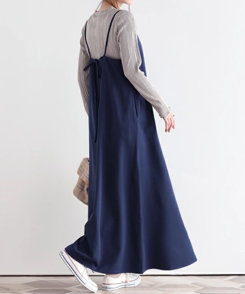 【美品】MHL.バンドカラー　プルオーバーワンピース　日本製　SIZE…Ⅱ 濃紺 かや ギャザードレス 綿100％ 日本製 蚊帳 涼しい ワンピース