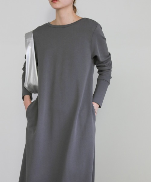 Uネック フル Aライン ロング ワンピース (S/M) 2色 s12296 ニットワンピース Uネック Aラインワンピ[品番：JSFW0012335