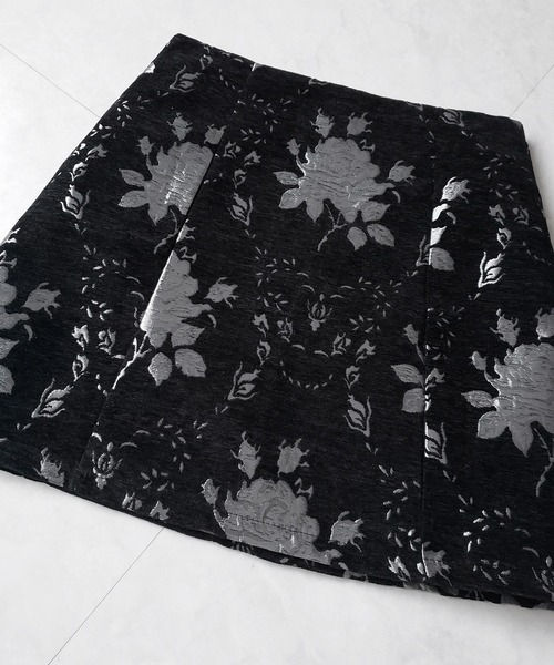 スカート 「 インパン裏地付 」バラジャガードバレエコアミニスカート ／ rose jacquard ballet core mini skirt | me+em select | 02
