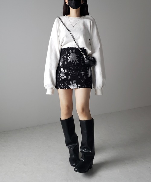 スカート 「 インパン裏地付 」バラジャガードバレエコアミニスカート ／ rose jacquard ballet core mini skirt | me+em select | 14