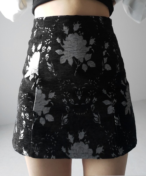 スカート 「 インパン裏地付 」バラジャガードバレエコアミニスカート ／ rose jacquard ballet core mini skirt | me+em select | 15